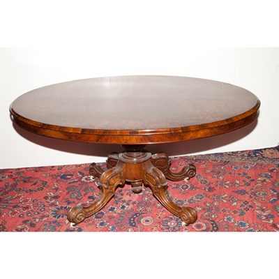 Lot 201 - Victorian Carved Walnut Pedestal Dining Table...