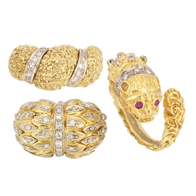 Lot 757 - Three Gold and Diamond Rings