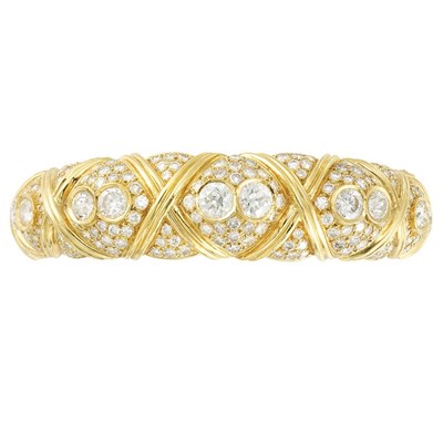 Lot 976 - Gold and Diamond Bangle Bracelet