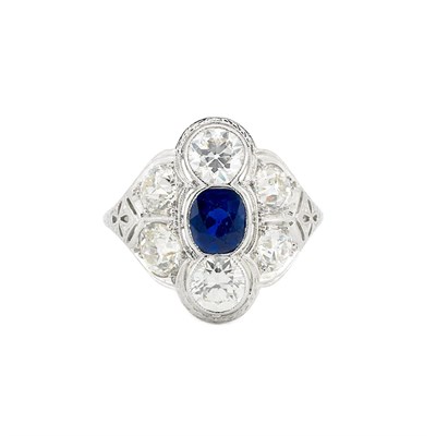 Lot 227 - Belle Epoque Platinum, Sapphire and Diamond Ring