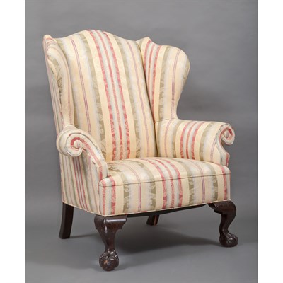 Lot 338 - Chippendale Walnut Wing Chair 19th Century