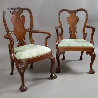 Lot 167 - Two George II Style Walnut Armchairs Each with...