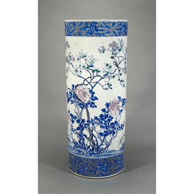 Lot 389 - Japanese Porcelain Umbrella Stand Decorated...