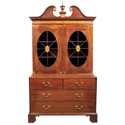 Lot 491 - George III Marquetry Inlaid Mahogany Bookcase...