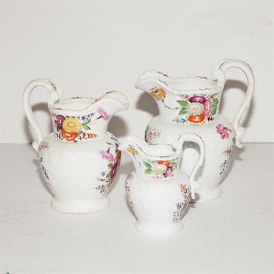 Lot 306 - Three English Floral Decorated Graduated...