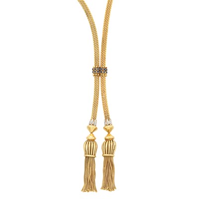 Lot 42 - Braided Gold, Sapphire and Diamond Slide Sautoir, Ilias Lalaounis
