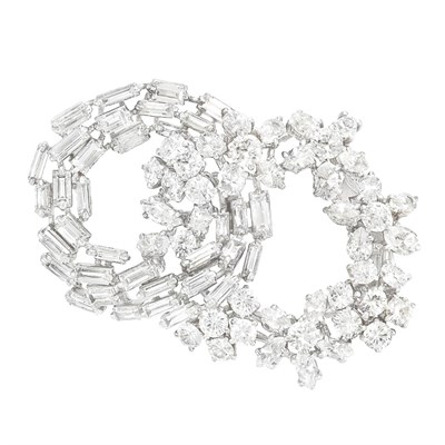 Lot 551 - Platinum and Diamond Clip-Brooch
