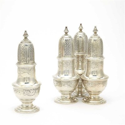 Lot 195 - Set of Four English Silver Casters London,...