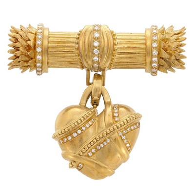 Lot 736 - Gold and Diamond Lapel Brooch
