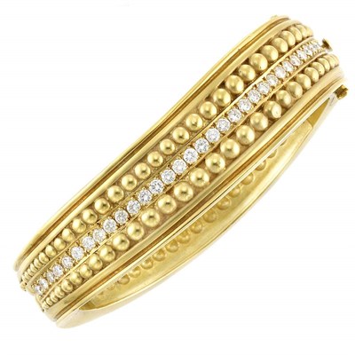 Lot 967 - Gold and Diamond Bangle Bracelet, Vahe Naltchayan