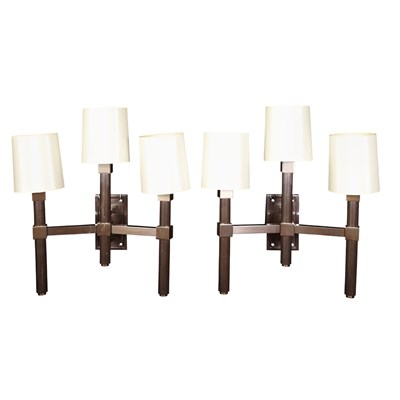 Lot 308 - Jules Leleu French, 1883-1961 Pair of Sconces,...