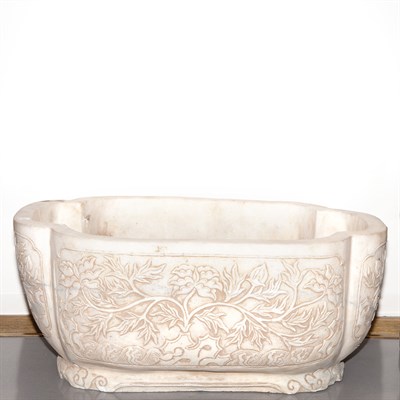 Lot 519 - Chinese Style Carved Alabaster Jardinere...