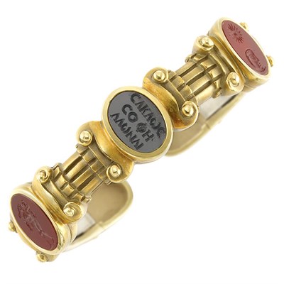 Lot 751 - Gold and Hardstone Intaglio Bangle Bracelet, Barry Kieselstein-Cord