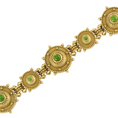 Lot 747 - Gold and Cabochon Green Garnet Bracelet, Barry Kieselstein-Cord