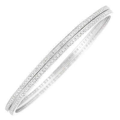 Lot 503 - Two White Gold and Diamond Bangle Bracelets