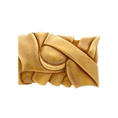 Lot 749 - Gold Ribbon Plaque Brooch, Barry Kieselstein-Cord