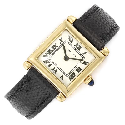 Lot 873 - Lady's Gold 'Tank' Wristwatch, Cartier, Paris