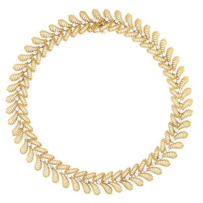 Lot 785 - Gold and Diamond Leaf Necklace