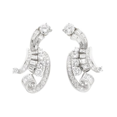 Lot 198 - Pair of Platinum and Diamond Earclips