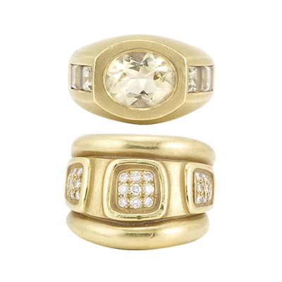 Lot 13 - Two Gold, Citrine and Diamond Rings, Barry Kieselstein-Cord