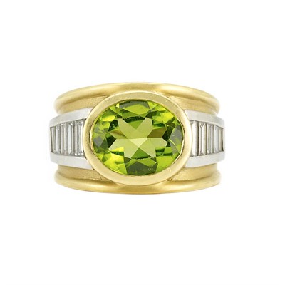 Lot 2 - Gold, Platinum, Peridot and Diamond Ring, Barry Kieselstein-Cord