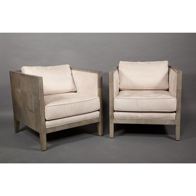 Lot 301 - 20th Century Design Pair of Cube Armchairs...
