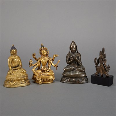 Lot 39 - Group of Four Chinese and Tibetan Bronzes 18th...