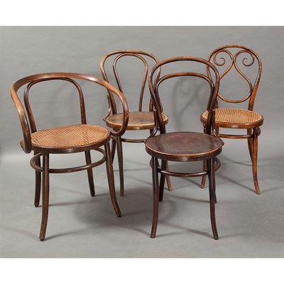 Lot 376 - Group of Four Austrian Chairs Early 20th...