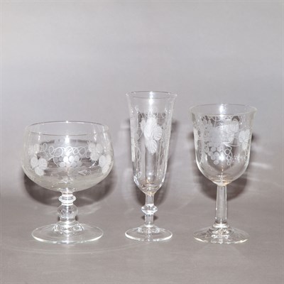 Lot 253 - Group of Engraved Glass Stemware Approximately...