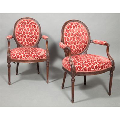 Lot 274 - Pair of George III Mahogany Armchairs 18th...