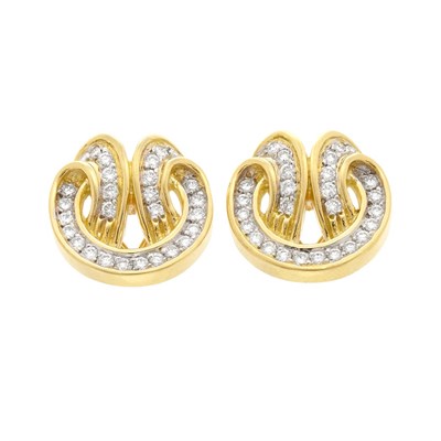 Lot 622 - Pair of Gold and Diamond Earclips