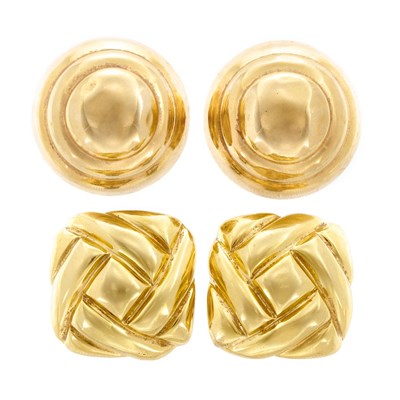 Lot 302 - Two Pairs of Gold Earclips
