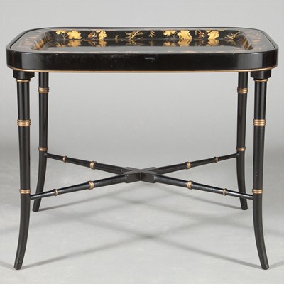 Lot 533 - Papier Mache Tray on Stand Height 20 inches,...