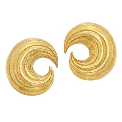 Lot 306 - Pair of Hammered Gold Earclips, David Webb
