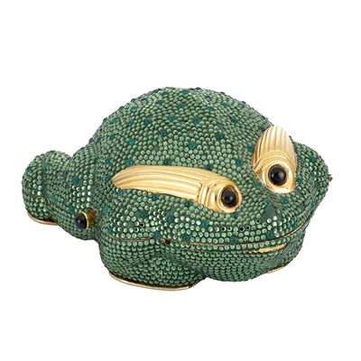 Lot 1003 - Multicolored Rhinestone Frog Evening Purse, Judith Leiber