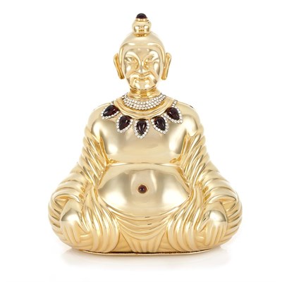 Lot 1023 - Gold-Tone Metal and Rhinestone Buddha Evening Purse, Judith Leiber