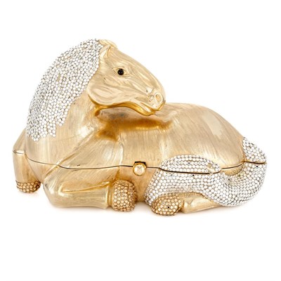 Lot 1007 - Gold-Tone Metal and Rhinestone Horse Evening Purse, Judith Leiber