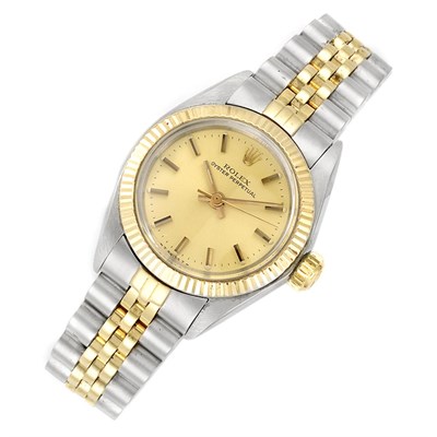 Lot 662 - Lady's Stainless Steel and Gold Wristwatch, Rolex