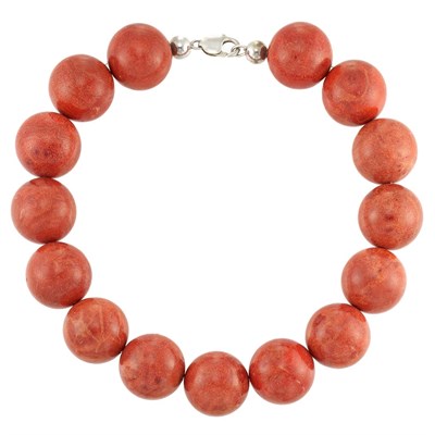 Lot 171 - Sponge Coral Bead Necklace with Sterling Silver Clasp
