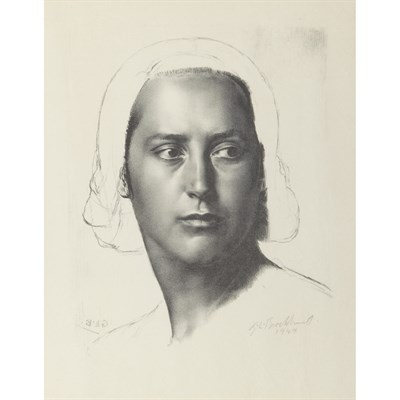 Lot 137 - Gerald Brockhurst HEAD OF A GIRL; BLACK CLOAK;...