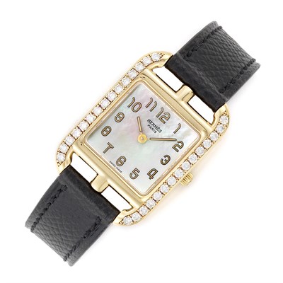 Lot 671 - Lady's Gold, Mother-of-Pearl and Diamond 'Cape Cod' Wristwatch, Hermes, Paris