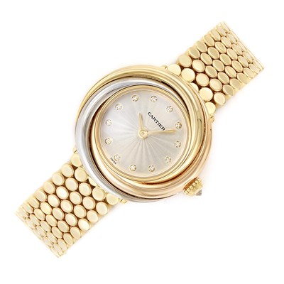 Lot 464 - Lady's Tricolor Gold 'Trinity' Wristwatch, Cartier