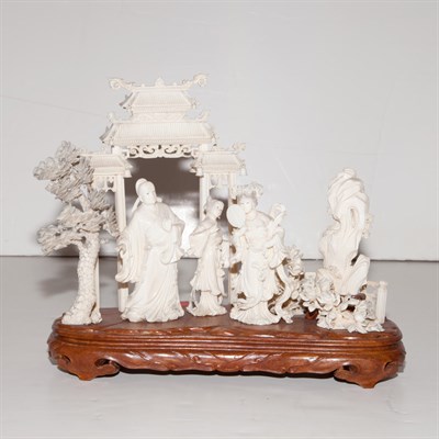 Lot 355 - Japanese Ivory Figural Group Height 11 inches.