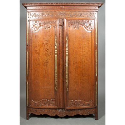 Lot 371 - Provincial Louis XV Oak Armoire Height 7 feet...