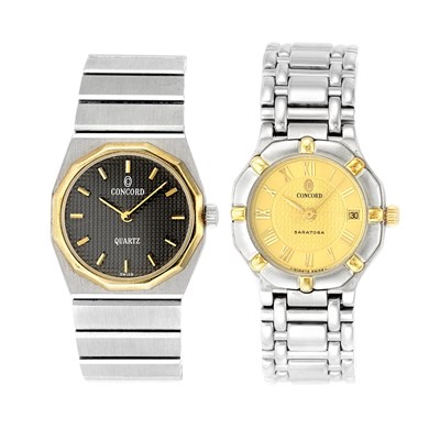 Lot 178 - Two Lady's Stainless Steel and Gold Wristwatches, Concord