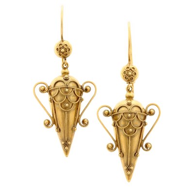Lot 565 - Pair of Gold Pendant-Earrings