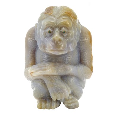 Lot 167 - Carved Agate Monkey Desk Objet