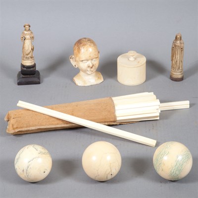 Lot 365 - Group of Seven Ivory and Ivorine Articles; And...