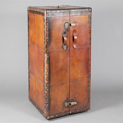 Lot 133 - Campaign Style Leather Trunk Height 49 inches,...