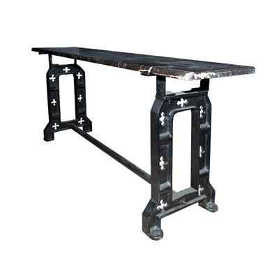 Lot 173 - Marble Top Black Painted Iron Console Height...